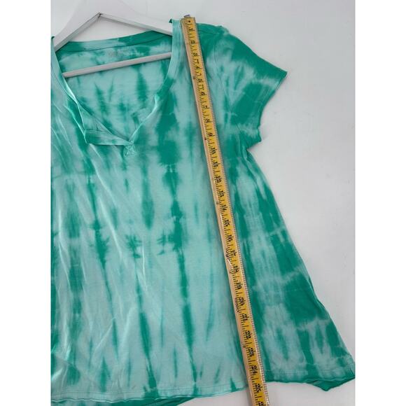 Calvin Klein T Shirt Womens Medium Blue Green Tie Dye Short Sleeves V Neck - Picture 15 of 16